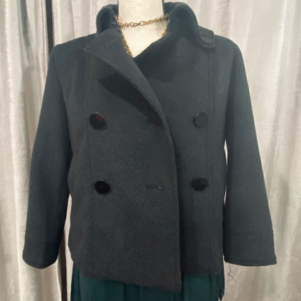 🌟 G.E.T. Dark Gray Wool Peacoat Swing Coat